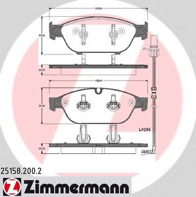 251582002 ZIMMERMANN тормозные колодки audi a6 (4g2, c7) 2.0 2012-