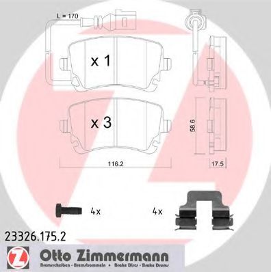 233261752 ZIMMERMANN Комплект тормозных колодок, дисковый тормоз