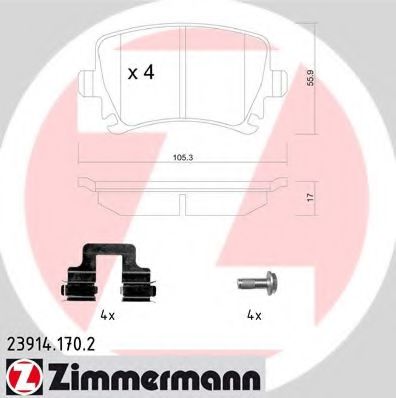 239141702 ZIMMERMANN Колодки тормозные дисковые Audi, Skoda, VW inkl. Zubeh?r A3 (8P1)