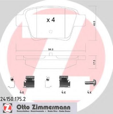 241501752 ZIMMERMANN Комплект тормозных колодок, дисковый тормоз