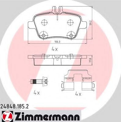 248481852 ZIMMERMANN Колодки тормозные дисковые MB inkl. Zubeh?r A-CLASS (W176, W169)