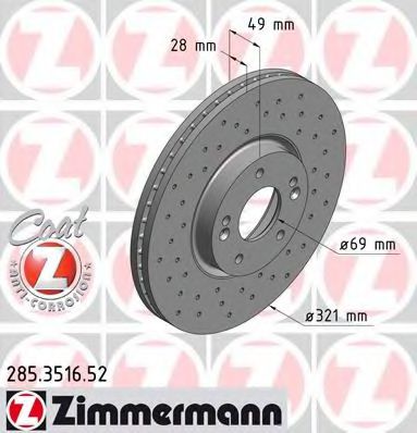 285351652 ZIMMERMANN диск тормозной hyundai_kia sport coat z