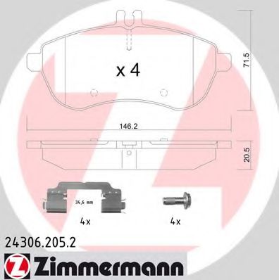 243062052 ZIMMERMANN колодки тормозные передние mb mit zubeh