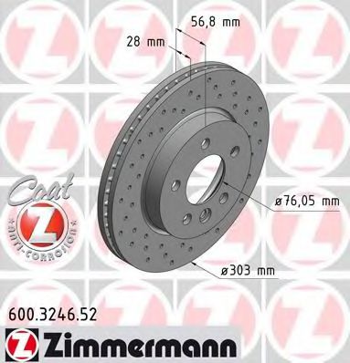 600324652 ZIMMERMANN Диски тормозные AMAROK 2.0 BiTDI 09.2010-AMAROK 2.0 BiTDI 11.2011-AMAROK 2.0 BiTDI 4motion