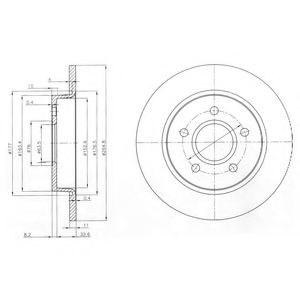 BG3896 DELPHI Диск тормозной FORD FOCUS 2/C-MAX 03- задн.