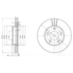 BG3927 DELPHI Диск тормозной DA 3/5 03- вент. перед.